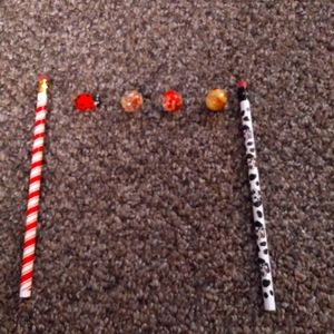 Cute pictures 3 bouncy balls a lady bug eraser